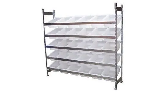 Bin Rack Bin Rack with 5 levels of white Bins