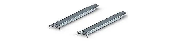 Isometric sketch of silver coloured forklift slippers