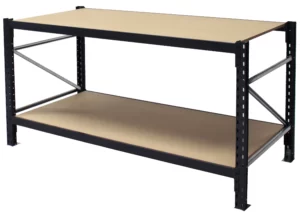 2-Tier dark grey Steel Workbench with bottom shelf