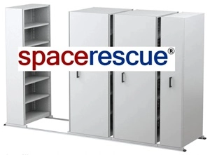 A sketch of a six-bay storage compactor with six storage levels shown per bay.