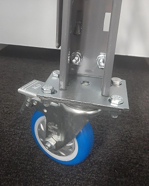 Braked swivel castor fitted to leg.